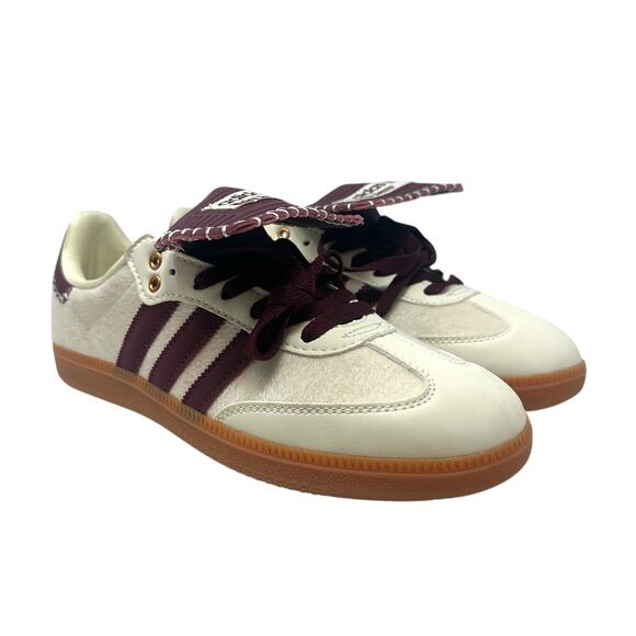 Adidas Wales Bonner Samba Pony Hair Cream Burgundy Gum Sole Sneakers 11